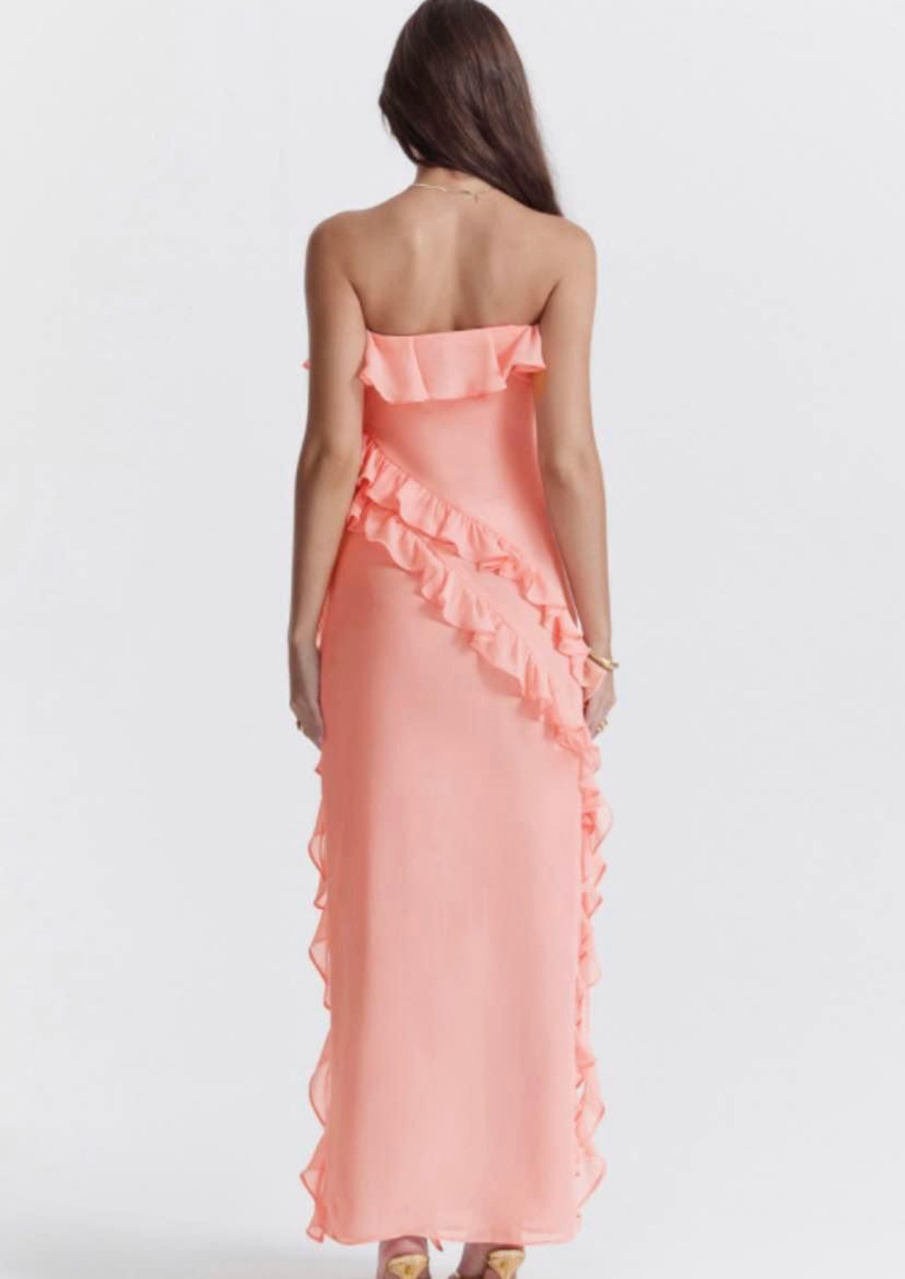 Sarina Ruffle Maxi Dress - Apricot