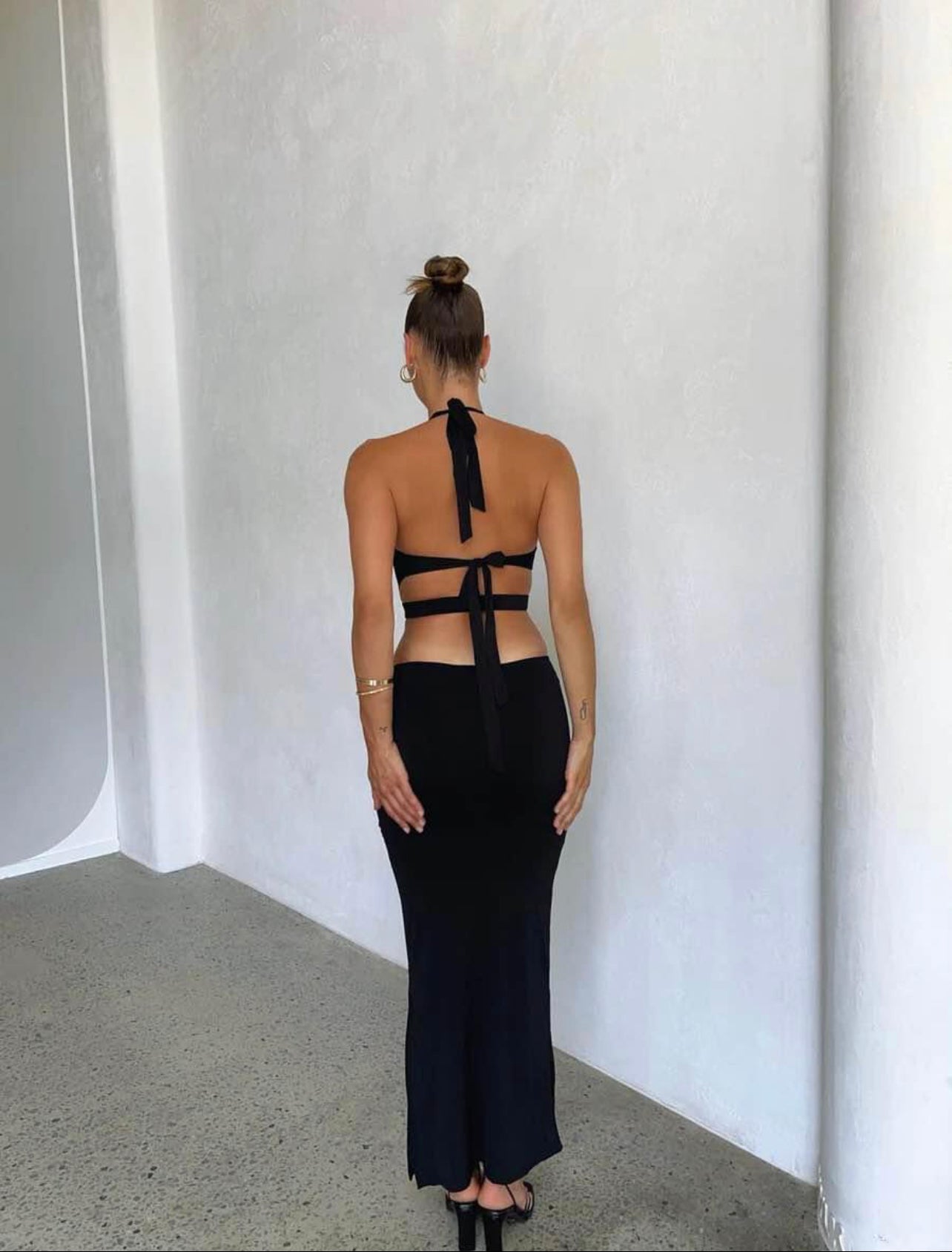 Suede Maxi Dress - Black